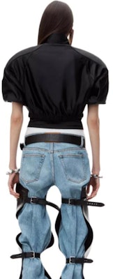 (Women) Alexander Wang FW24 Cropped Piped Short-Sleeve Jacket Black 4CC3242090-Black Shop (Women) Alexander Wang FW24 Cropped Piped Short-Sleeve Jacket Black 4CC3242090-Black