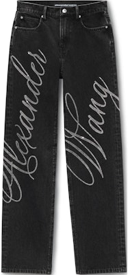 (W) 알렉산더 왕 FW24 크리스탈 로고 미드라이즈 진 여성용 그레이. 4DC3244455015 Buy (W) 알렉산더 왕 FW24 크리스탈 로고 미드라이즈 진 여성용 그레이. 4DC3244455015