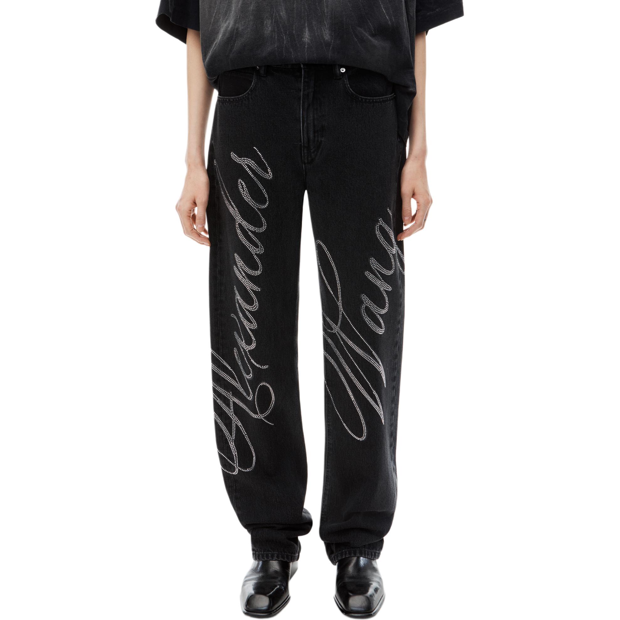 Lookbook (Women) Alexander Wang FW24 Crystal Logo Mid-Rise Jeans Women’s Grey. 4DC3244455015