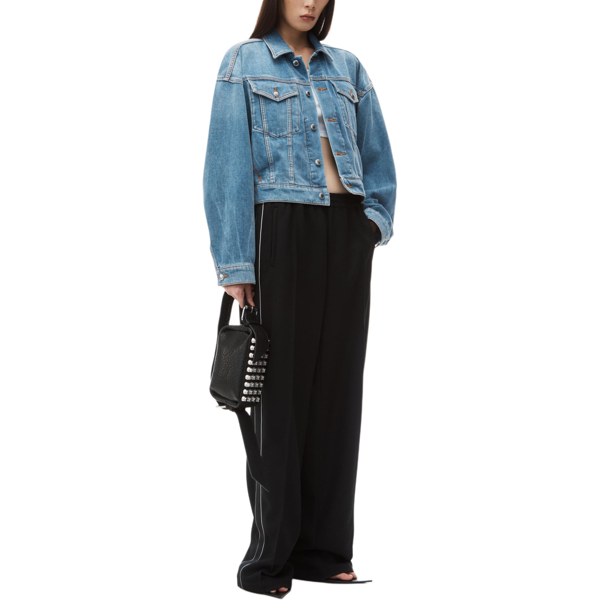 Lookbook (Women) Alexander Wang FW24 Faded Casual Denim Jacket Long Sleeve Women’s Light Blue 4DC3242380458A