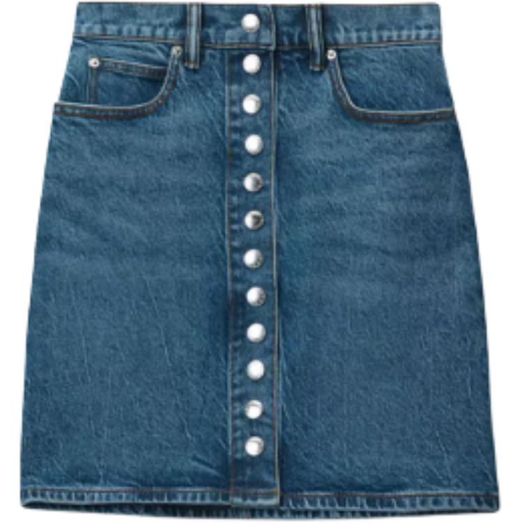 Order (W) アレキサンダー ワン FW24 ハイウエスト ウォッシュ デニム ミニスカート レディース - ダークブルー 4DC4245479401