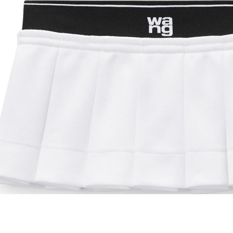 Sizing (W) Alexander Wang Rok Mini Lipit Pinggang Elastis Logo Wanita Putih 4CC3245060100