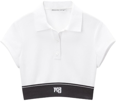 (Women) Alexander Wang FW24 Layered Logo Plain Polo Shirt White 4CC3241497100 Buy (Women) Alexander Wang FW24 Layered Logo Plain Polo Shirt White 4CC3241497100