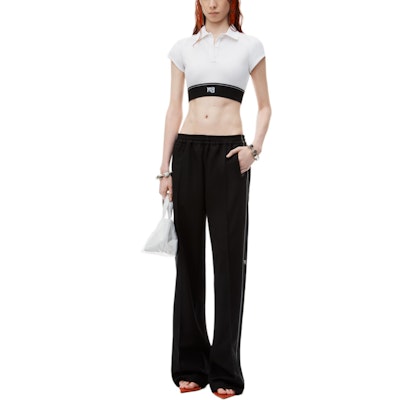 (Women) Alexander Wang FW24 Layered Logo Plain Polo Shirt White 4CC3241497100 Lookbook (Women) Alexander Wang FW24 Layered Logo Plain Polo Shirt White 4CC3241497100