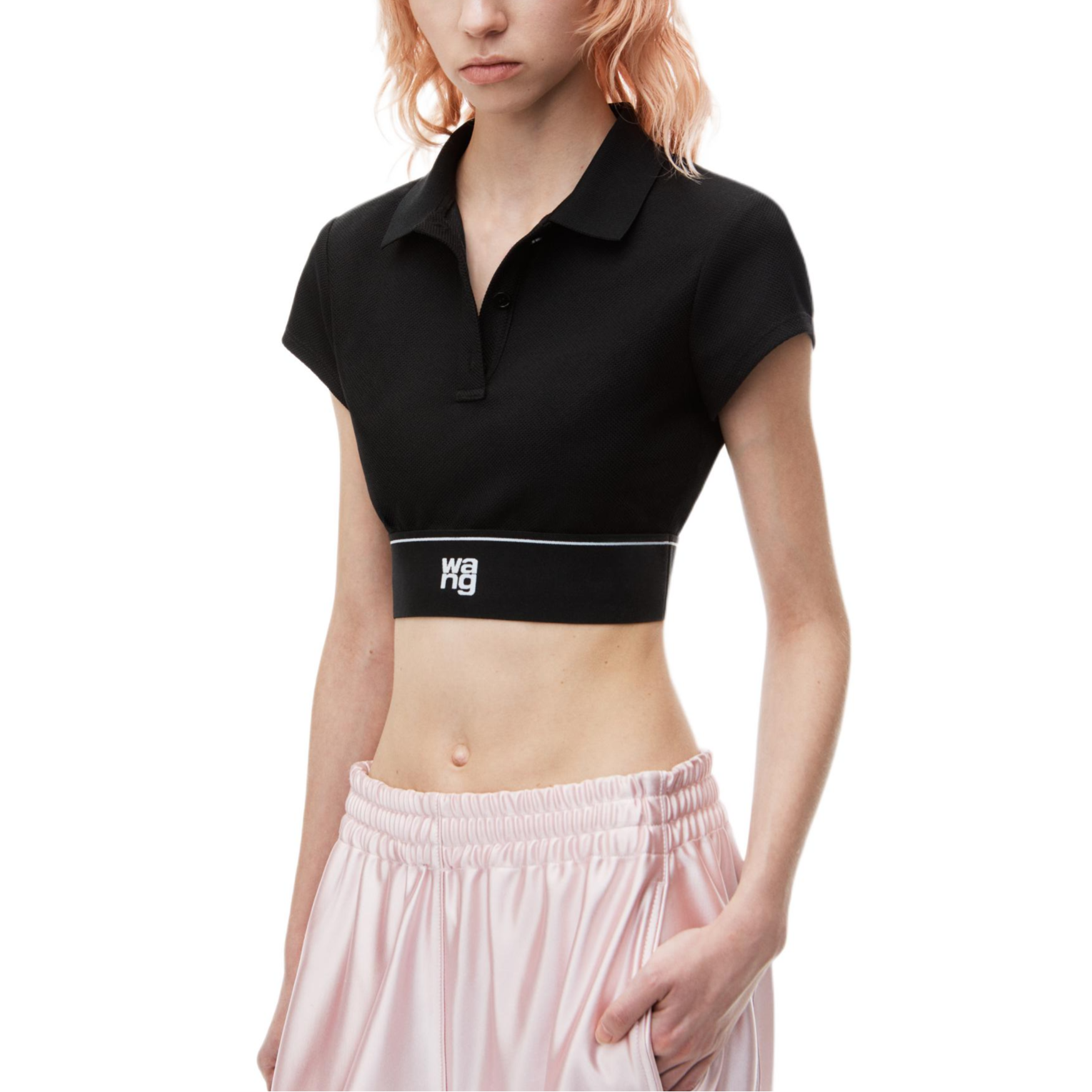 Details for (Women) Alexander Wang FW24 Layered Logo Turtleneck Short-Sleeve Polo Shirt Women Black 4CC3241497001