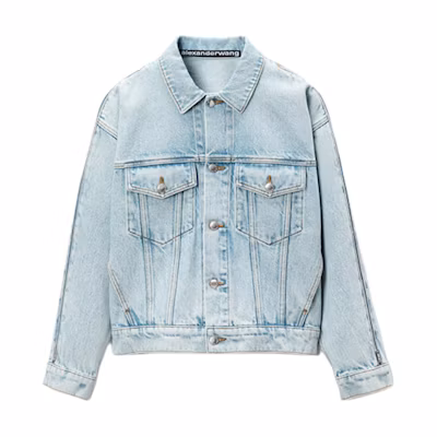 (Women) Alexander Wang FW24 Letter Button-Up Long Sleeve Jacket Women’s Bleached White 4DC3242411453