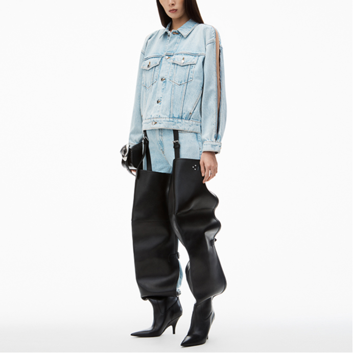 Lookbook (Women) Alexander Wang FW24 Letter Button-Up Long Sleeve Jacket Women’s Bleached White 4DC3242411453