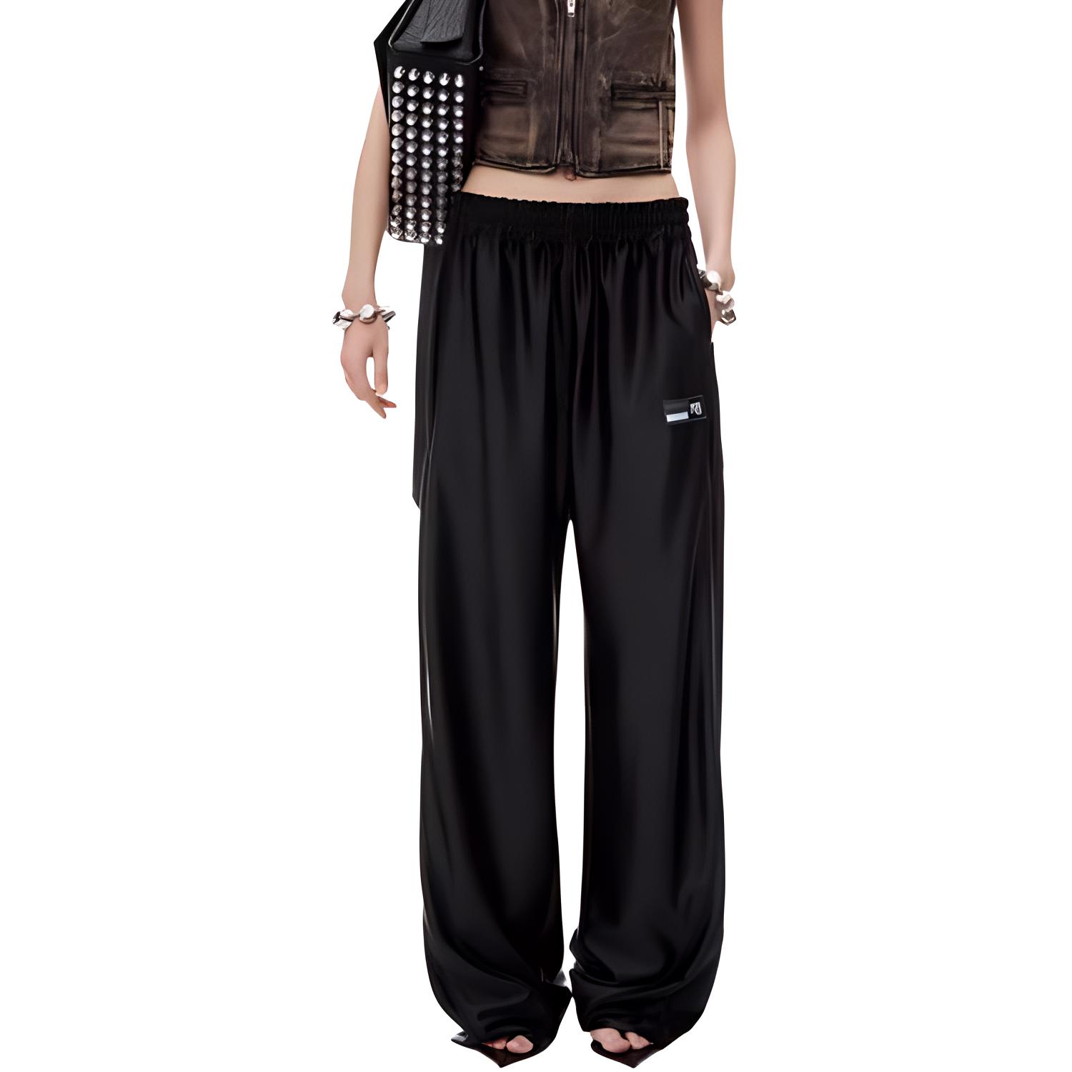 (Women) Alexander Wang FW24 Logo-Trimmed Casual Pants Women’s Black. 4CC3244367-Black