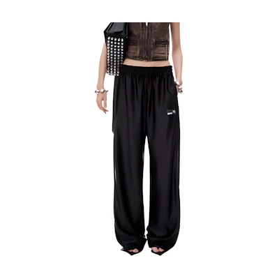 (Women) Alexander Wang FW24 Logo-Trimmed Casual Pants Women’s Black. 4CC3244367-Black