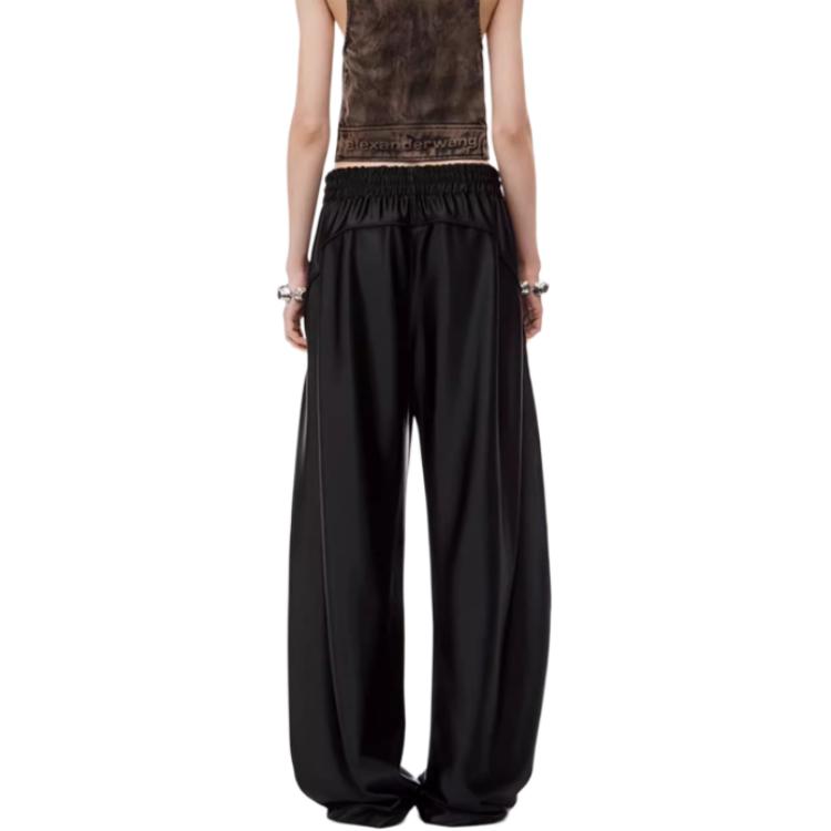 Shop (Women) Alexander Wang FW24 Logo-Trimmed Casual Pants Women’s Black. 4CC3244367-Black