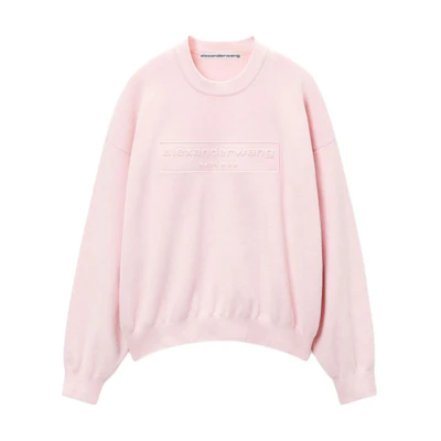 (Women) Alexander Wang FW24 Logo Crewneck Pullover Sweatshirt Women’s Ballet Pink. 1KC3231017684A