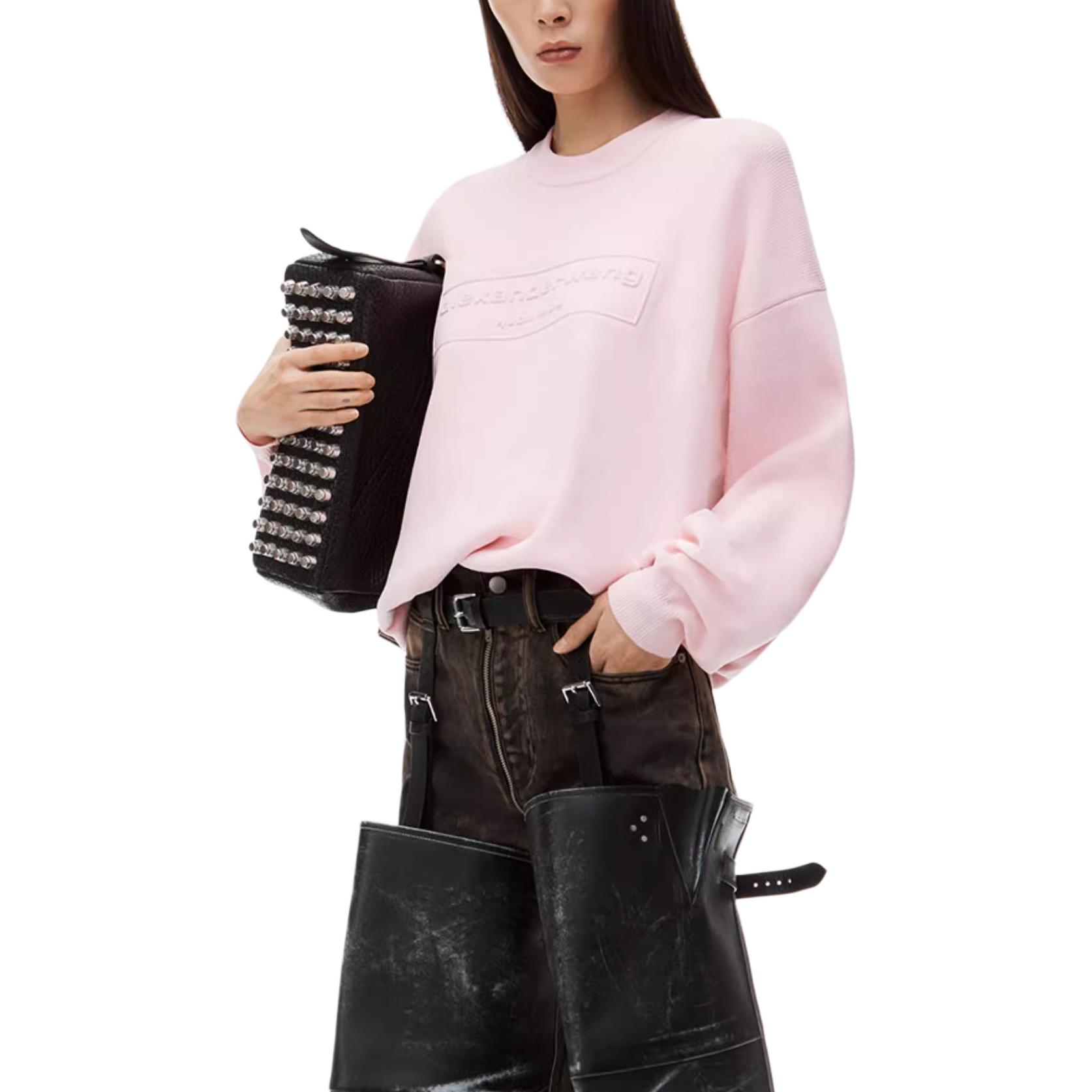 Lookbook (W) アレキサンダー ワン FW24 ロゴ クルーネック スウェットシャツ レディース バレエピンク。 1KC3231017684A