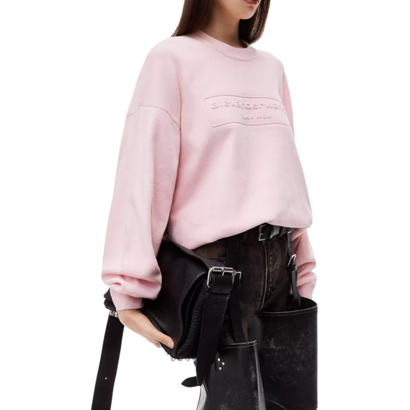 Purchase (W) アレキサンダー ワン FW24 ロゴ クルーネック スウェットシャツ レディース バレエピンク。 1KC3231017684A