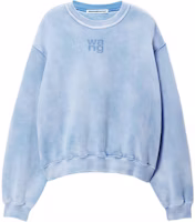 (Women) Alexander Wang FW24 Logo Dyed Crewneck Fleece Sweatshirt Women Washed Light Blue 4CC3241518450B (Women) Alexander Wang FW24 Logo Dyed Crewneck Fleece Sweatshirt Women Washed Light Blue 4CC3241518450B
