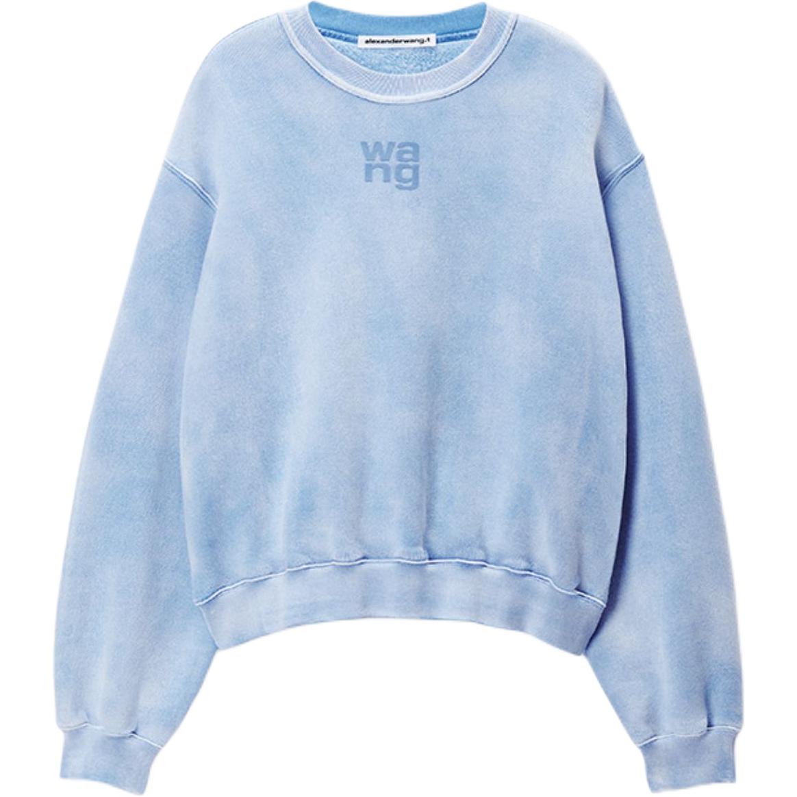 Order (Women) Alexander Wang FW24 Logo Dyed Crewneck Fleece Sweatshirt Women Washed Light Blue 4CC3241518450B
