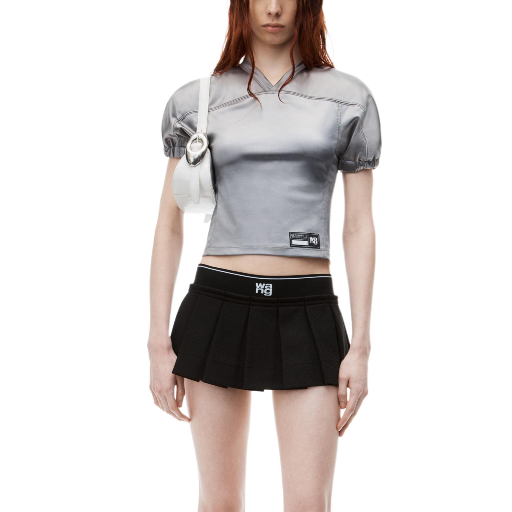 Purchase (W) 알렉산더왕 로고 엠보스드 치어리더 미니 플리츠 스커트 여성 블랙 4CC3245060001