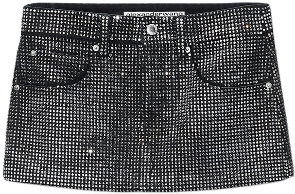 (W) 亚历山大王FW24极简标志高腰水钻牛仔迷你裙女士洗黑色 1WC3245377-011 Buy (W) 亚历山大王FW24极简标志高腰水钻牛仔迷你裙女士洗黑色 1WC3245377-011