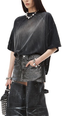 (W) 亚历山大王FW24极简标志高腰水钻牛仔迷你裙女士洗黑色 1WC3245377-011 Purchase (W) 亚历山大王FW24极简标志高腰水钻牛仔迷你裙女士洗黑色 1WC3245377-011