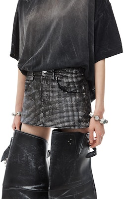 (W) 亚历山大王FW24极简标志高腰水钻牛仔迷你裙女士洗黑色 1WC3245377-011 Details for (W) 亚历山大王FW24极简标志高腰水钻牛仔迷你裙女士洗黑色 1WC3245377-011