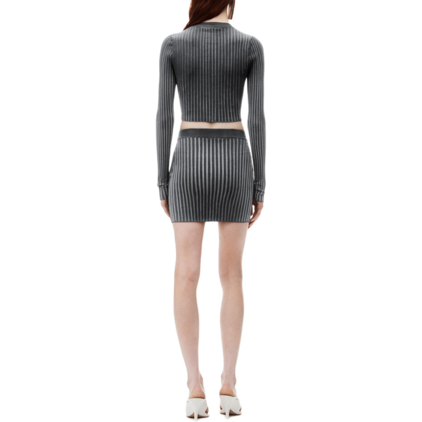 Purchase (W) アレキサンダー ワン FW24 リブニット ミニストライプ カジュアルスカート グレー レディース 4KC3245024010