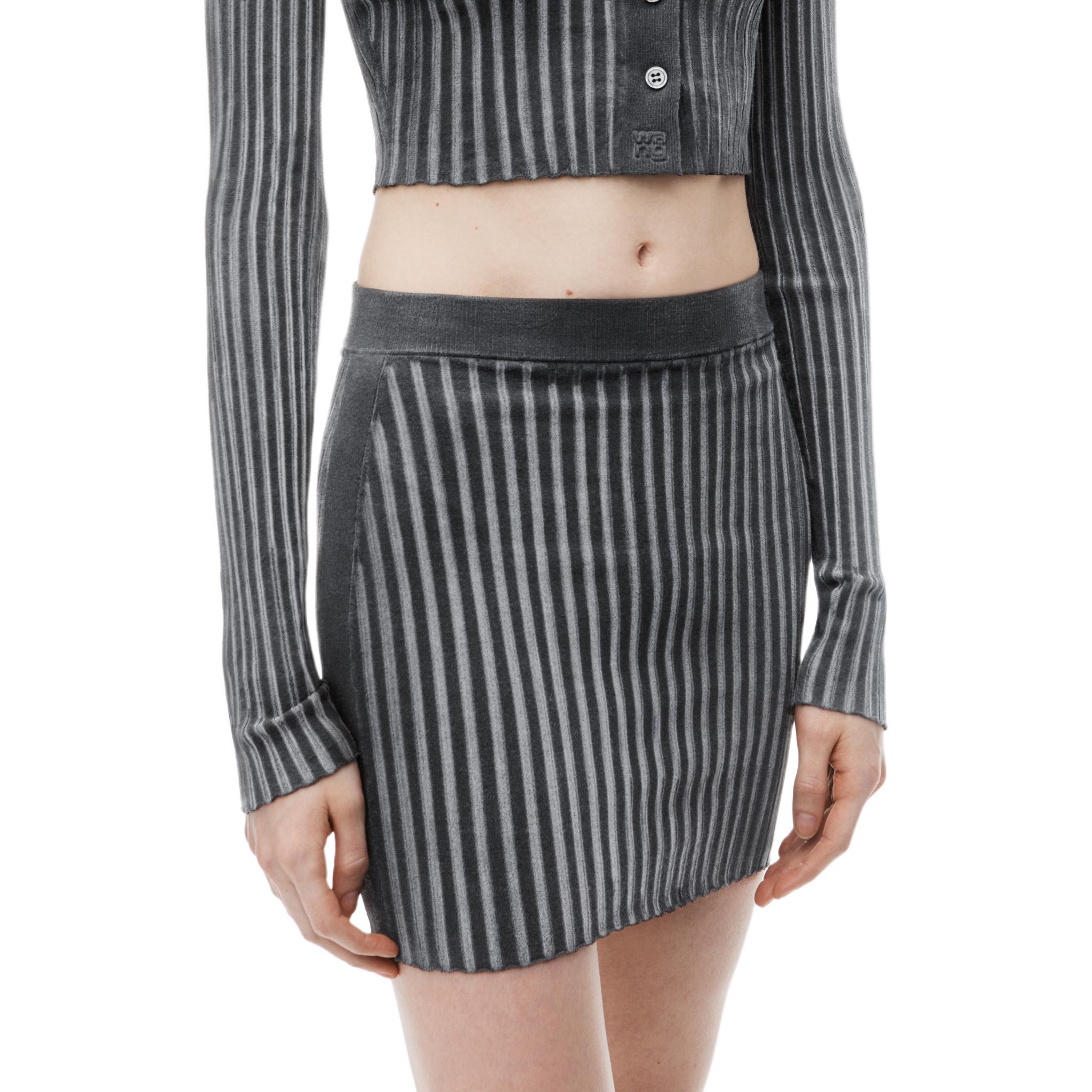 Sizing (W) アレキサンダー ワン FW24 リブニット ミニストライプ カジュアルスカート グレー レディース 4KC3245024010