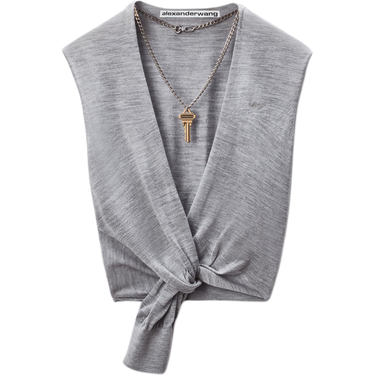 (Women) Alexander Wang FW25 V-Neck Tie Waist Tank Top with Key Accent 1KC3251003030