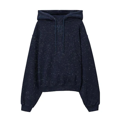 (Women) Alexander Wang Glitter Series Sequin Fleece Hoodie Navy Blue - . 4CC3232072-065