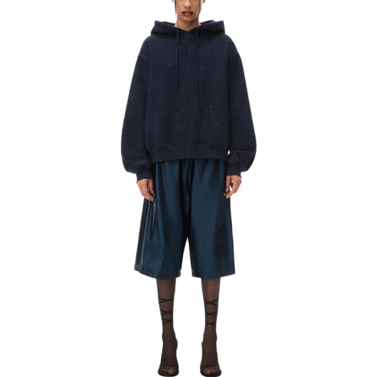 Lookbook (Women) Alexander Wang Glitter Series Sequin Fleece Hoodie Navy Blue - . 4CC3232072-065
