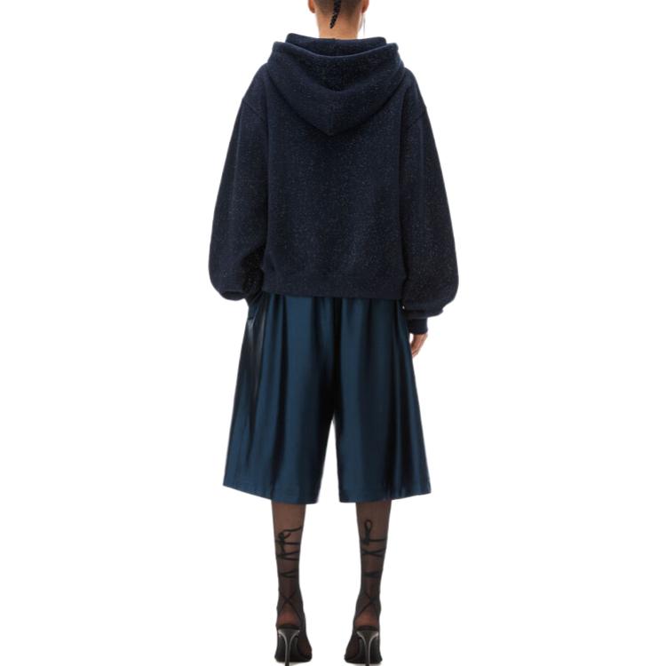 Shop (Women) Alexander Wang Glitter Series Sequin Fleece Hoodie Navy Blue - . 4CC3232072-065
