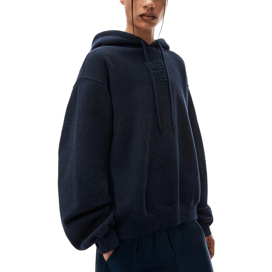 Purchase (Women) Alexander Wang Glitter Series Sequin Fleece Hoodie Navy Blue - . 4CC3232072-065
