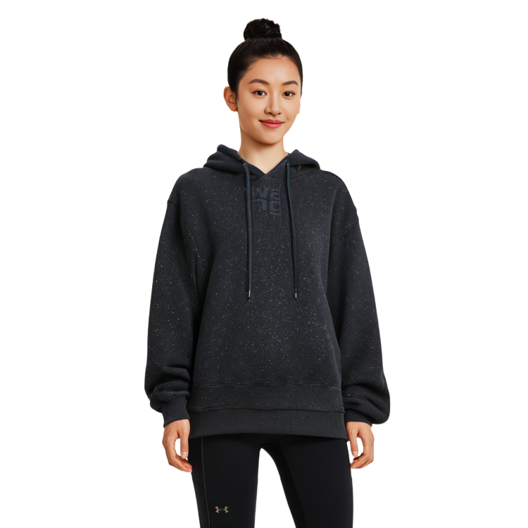 Details for (Women) Alexander Wang Glitter Series Sequin Fleece Hoodie Navy Blue - . 4CC3232072-065