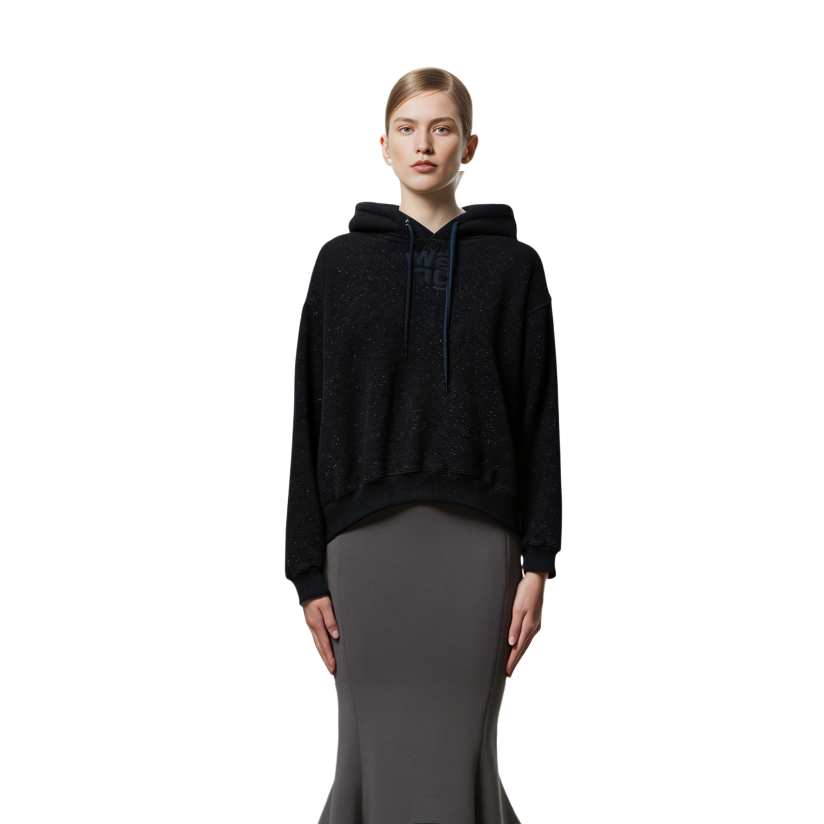 Cheap (Women) Alexander Wang Glitter Series Sequin Fleece Hoodie Navy Blue - . 4CC3232072-065