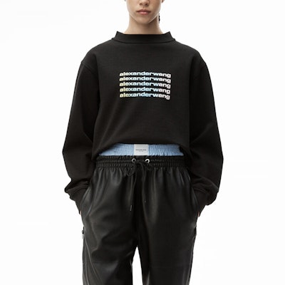 (W) Sudadera Negra Alexander Wang Gradient Logo Crewneck UCC1211018-001 Lookbook (W) Sudadera Negra Alexander Wang Gradient Logo Crewneck UCC1211018-001