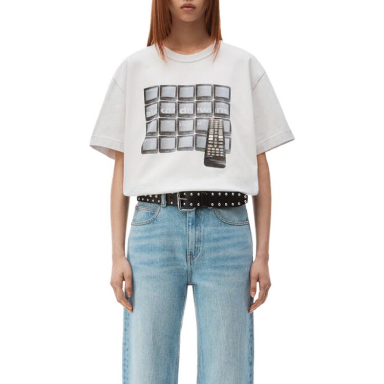 Shop (Women) Alexander Wang Graphic Print Oversized T-Shirt  Grey UCC4231641-083