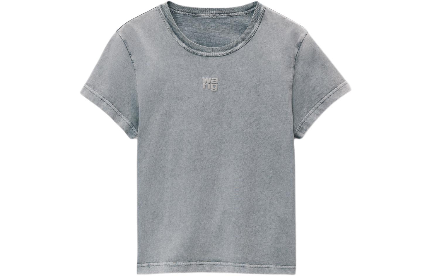 (Women) Alexander Wang Gray Logo Cotton Jersey Short Sleeve T-Shirt SS24 Women 4CC32213580-37A