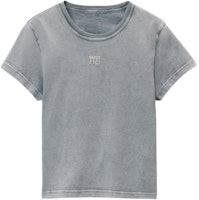 (Women) Alexander Wang Gray Logo Cotton Jersey Short Sleeve T-Shirt SS24 Women 4CC32213580-37A (Women) Alexander Wang Gray Logo Cotton Jersey Short Sleeve T-Shirt SS24 Women 4CC32213580-37A