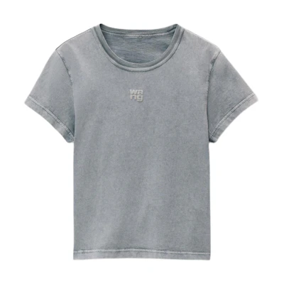 (Women) Alexander Wang Gray Logo Cotton Jersey Short Sleeve T-Shirt SS24 Women 4CC32213580-37A