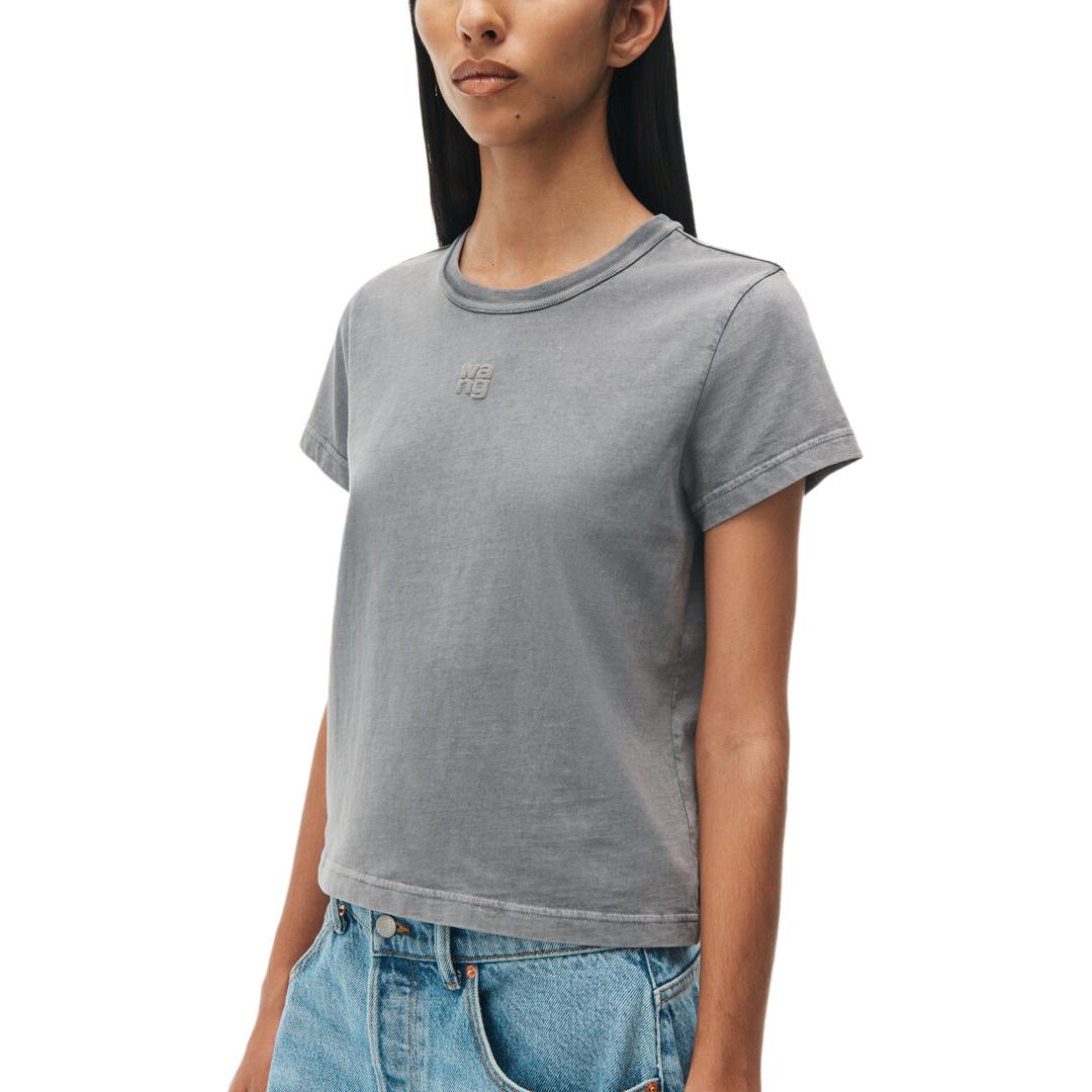 Details for (W) 알렉산더 왕 그레이 로고 코튼 저지 반팔 티셔츠 여성 SS24 4CC32213580-37A