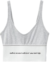 (Women) Alexander Wang Gray Stretch Cotton Logo Sports Bra SS20 1C198020-GREY (Women) Alexander Wang Gray Stretch Cotton Logo Sports Bra SS20 1C198020-GREY