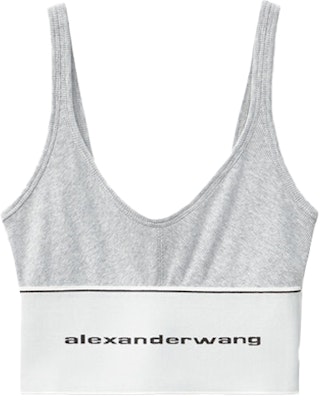 (W) 알렉산더 왕 그레이 스트레치 코튼 로고 스포츠 브라 SS20 1C198020-GREY Order (W) 알렉산더 왕 그레이 스트레치 코튼 로고 스포츠 브라 SS20 1C198020-GREY