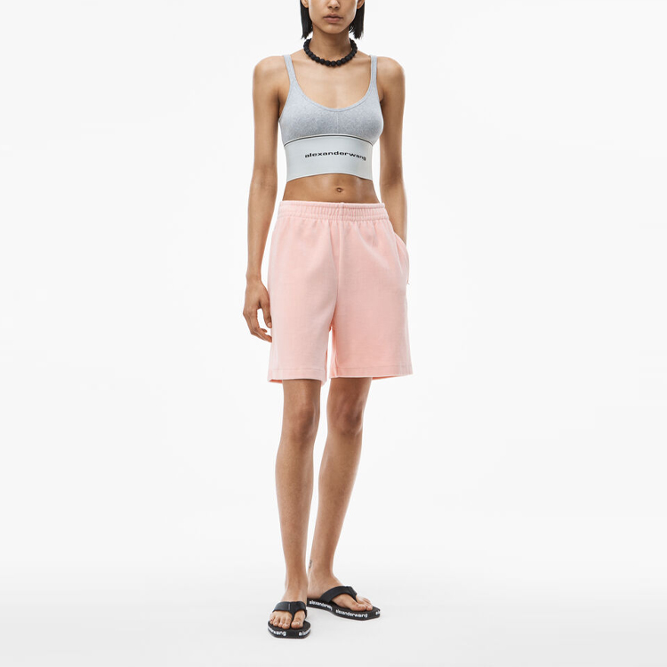 Shop (W) 알렉산더 왕 그레이 스트레치 코튼 로고 스포츠 브라 SS20 1C198020-GREY