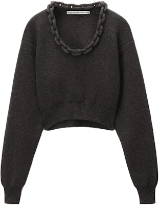 (W) Alexander Wang Sweater Wanita Lengan Panjang Abu-Abu dengan Detail Rantai 1KC4231042-063 Buy (W) Alexander Wang Sweater Wanita Lengan Panjang Abu-Abu dengan Detail Rantai 1KC4231042-063
