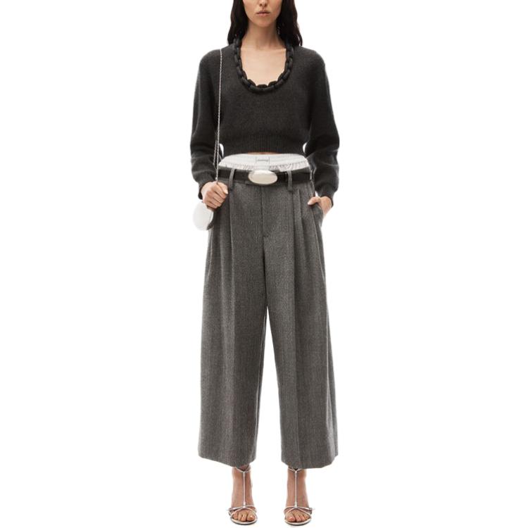 Lookbook (W) Alexander Wang Sweater Wanita Lengan Panjang Abu-Abu dengan Detail Rantai 1KC4231042-063