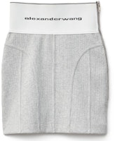 (Women) Alexander Wang Grey Mini Skirt with Logo Decor and Stretch Ribbed Design 1C195120020 (Women) Alexander Wang Grey Mini Skirt with Logo Decor and Stretch Ribbed Design 1C195120020