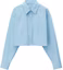 Buy (Women) Alexander Wang Halo Print Cropped Button-Up Shirt Blue Long Sleeve. 4WC2241454-423