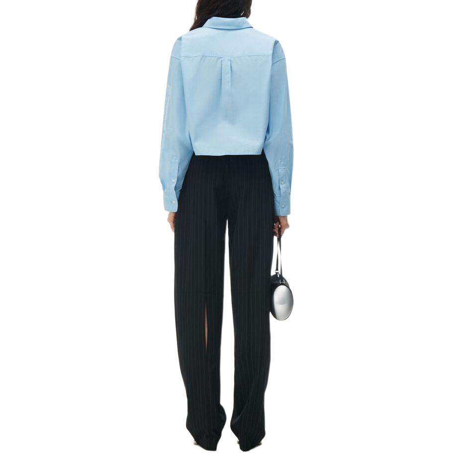 Shop (W) アレキサンダーワン ハロープリント クロップド ボタンアップシャツ ブルー 長袖 4WC2241454-423