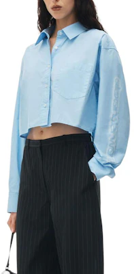 (Women) Alexander Wang Halo Print Cropped Button-Up Shirt Blue Long Sleeve. 4WC2241454-423 Purchase (Women) Alexander Wang Halo Print Cropped Button-Up Shirt Blue Long Sleeve. 4WC2241454-423