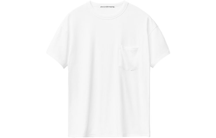 (Women) Alexander Wang High-Twist Cotton Pocket Crewneck Short-Sleeve T-Shirt 1W491144X1-100