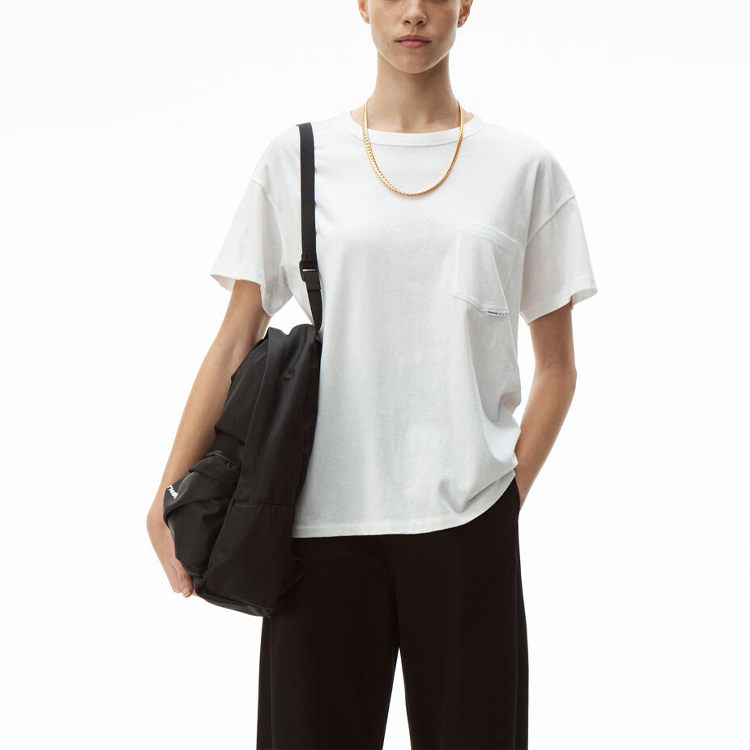 Shop (W) 亚历山大王高捻棉短袖口袋圆领T恤 1W491144X1-100