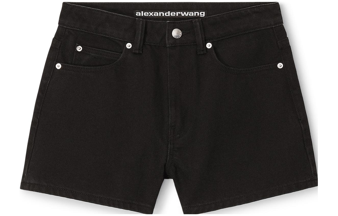 (Women) Alexander Wang High-Waisted Black Denim Shorts with Zipper 4DC4234181-011